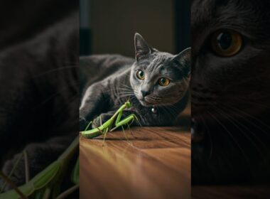 Cat vs. Mantis: Who Blinks First?