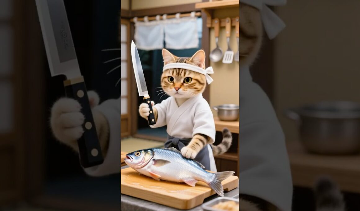 【AI猫ショート動画】とらおが寿司屋を開業！AI Cat Sushi Cooking 🍣 #Shorts #ai猫 #ai動画