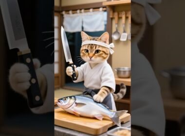 【AI猫ショート動画】とらおが寿司屋を開業！AI Cat Sushi Cooking 🍣 #Shorts #ai猫 #ai動画