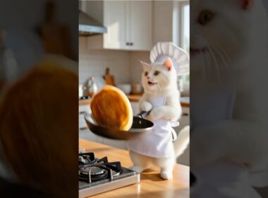 【AI Cat Shorts】子猫みるくのパンケーキ料理✨可愛くて面白い料理動画🐱 Cute & Funny Cooking Video #FunnyCats