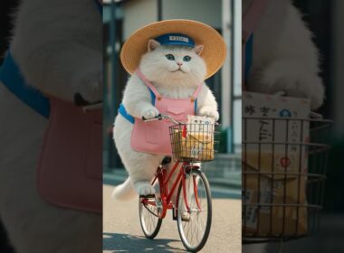 白猫にゃんこの猛暑配達物語｜お給料と子猫へのごほうび🍦🐾