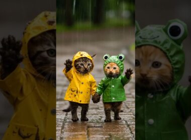 雨の日でも元気いっぱい！子猫たちの砂場あそび！