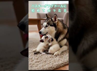 husky meets Ragdoll for the first time