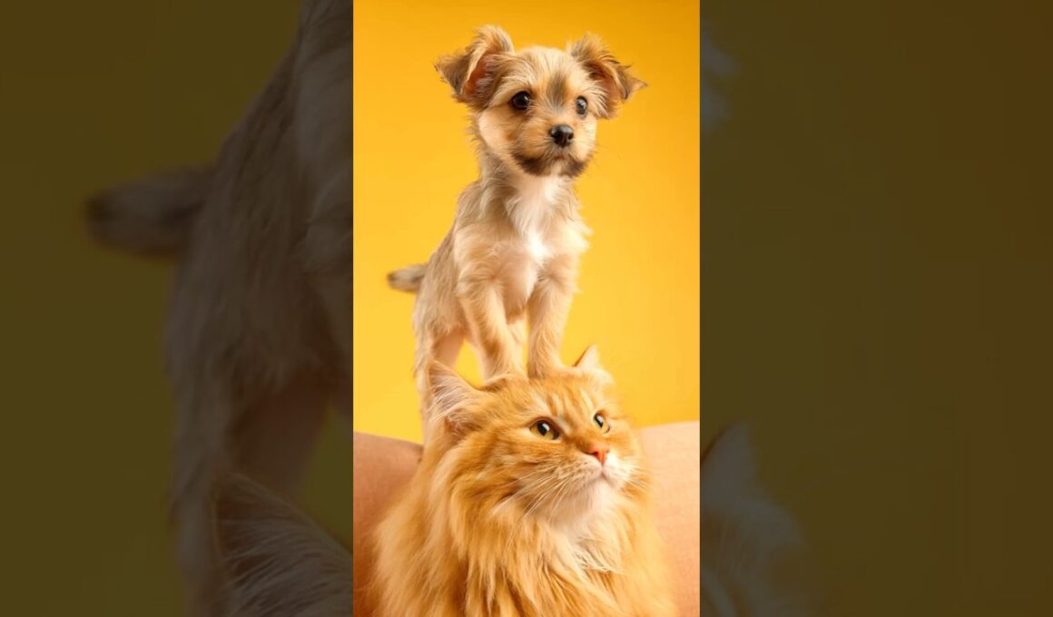 Puppy Play On Maine Coon Cat’s Head Will Melt You