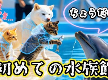 子猫＆子犬、初めての水族館で大はしゃぎ 💕🐟🐬