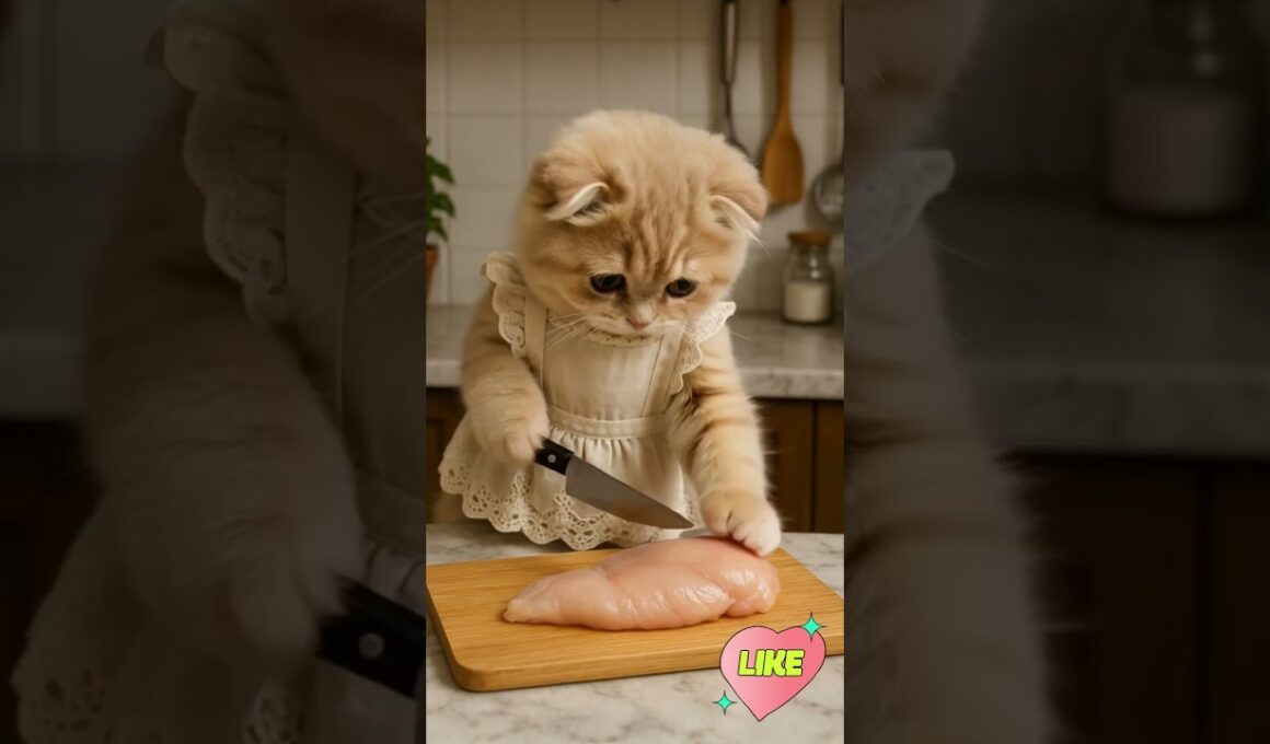 スコティッシュフォールド子猫がカレー作り🍛最後はネズミたちと仲良く試食！