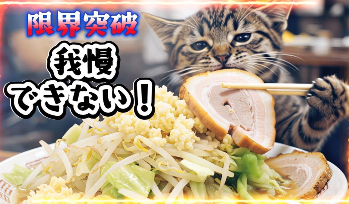 子猫、筋トレ失敗…最後はラーメンでごまかす/Kitten Fails Workout… Ends Up with Ramen