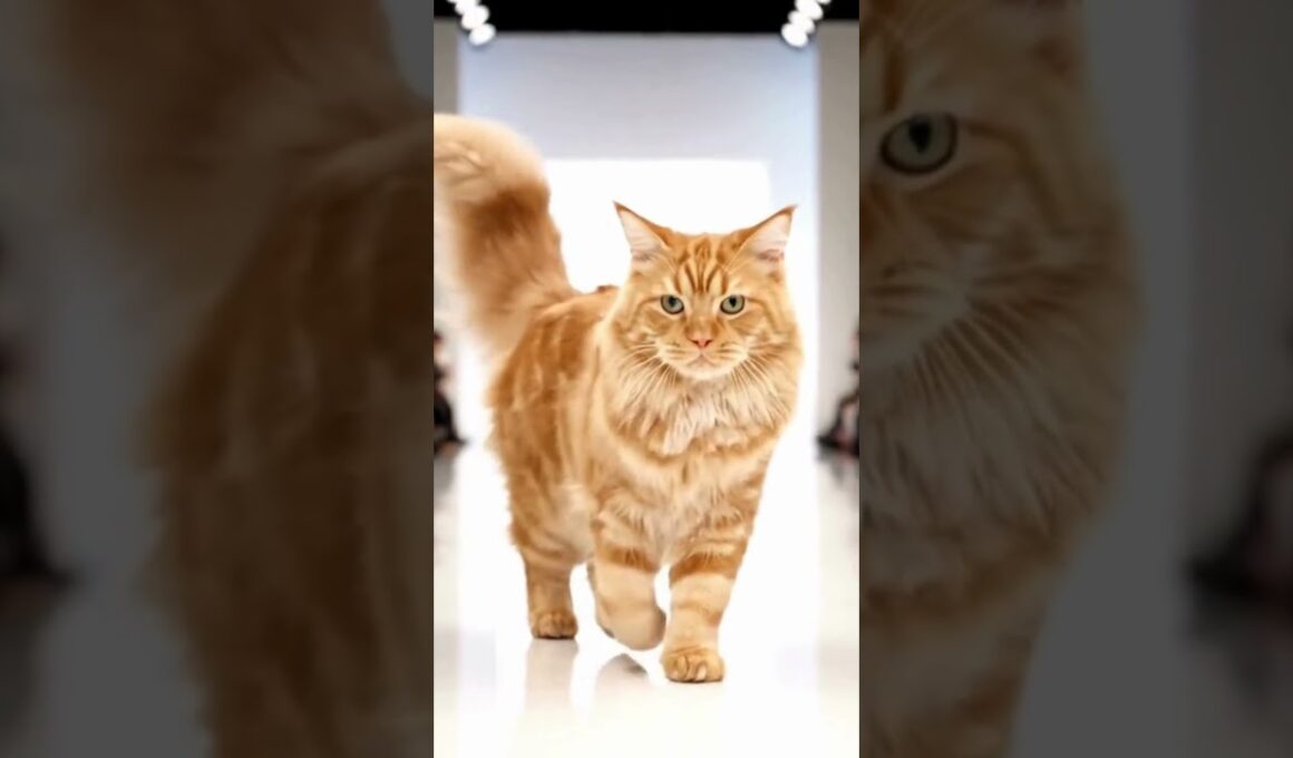 "Maine Coon Cat Struts Paris Fashion Week Runway" #mainecoon #cat #animallovers