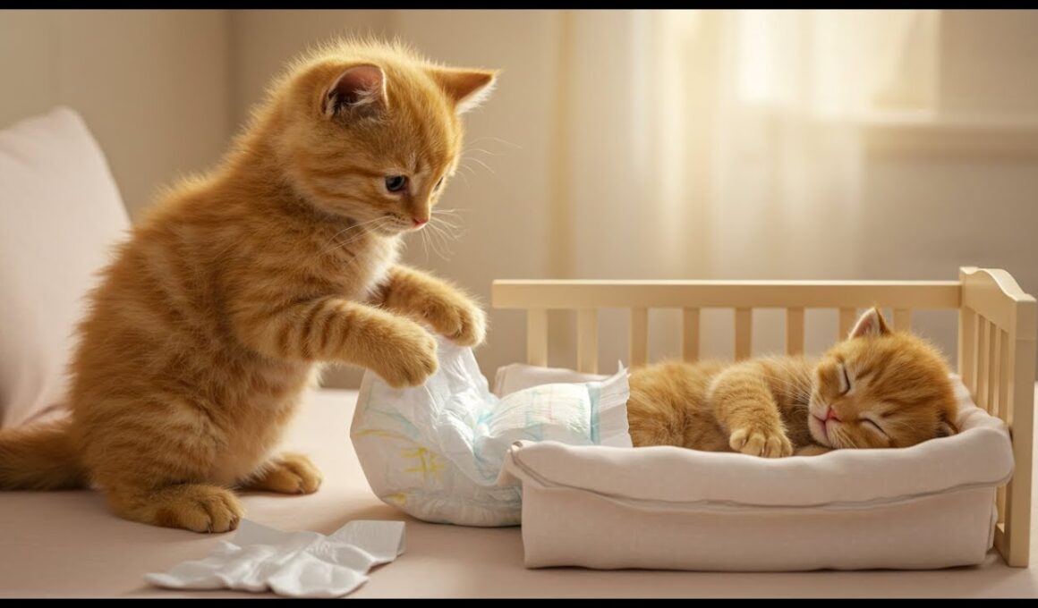 ママ猫出張。子猫が学校の許可をとり、学校で勉強と赤ちゃん猫の世話をする