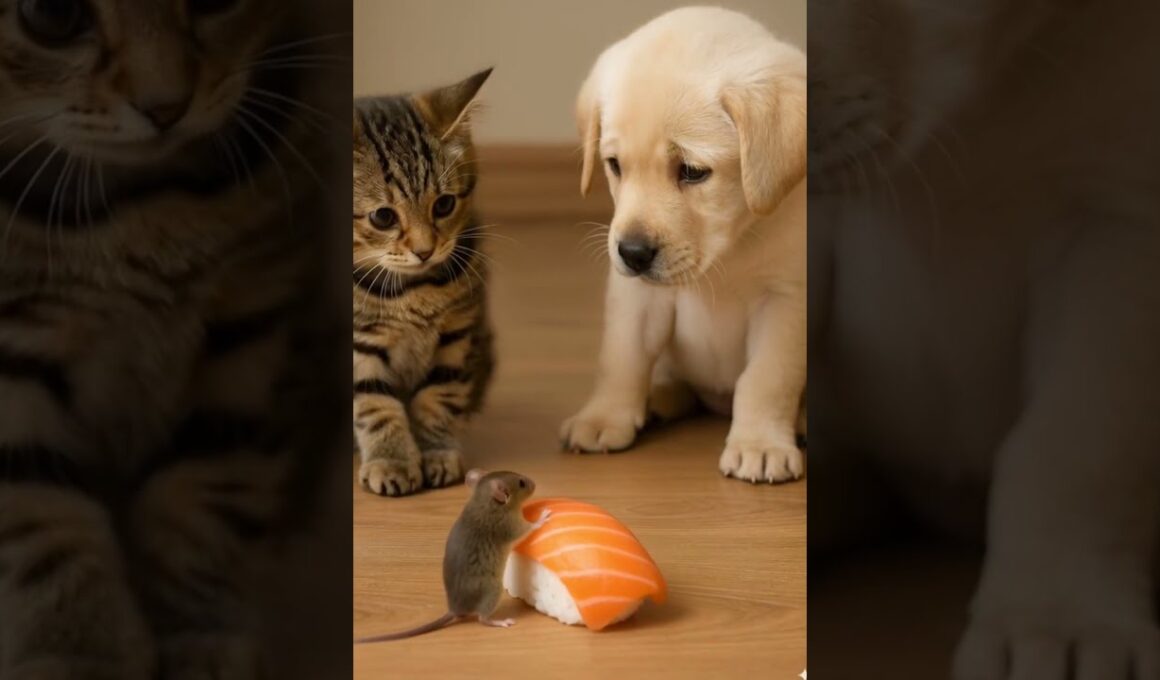 🎉 Kitten’s Birthday Surprise: A Sushi Feast! 🍣🐱🎉 子猫の誕生日サプライズ：お寿司のごちそう！🍣🐱 #cat #dog #shorts #funny
