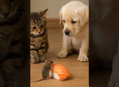🎉 Kitten’s Birthday Surprise: A Sushi Feast! 🍣🐱🎉 子猫の誕生日サプライズ：お寿司のごちそう！🍣🐱 #cat #dog #shorts #funny