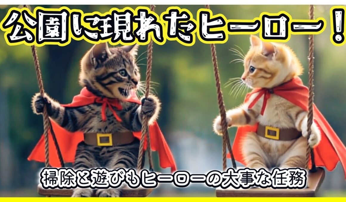 子猫たちのヒーローごっこ大作戦！子犬は爆睡中/Little kitten heroes clean up the park 🐾