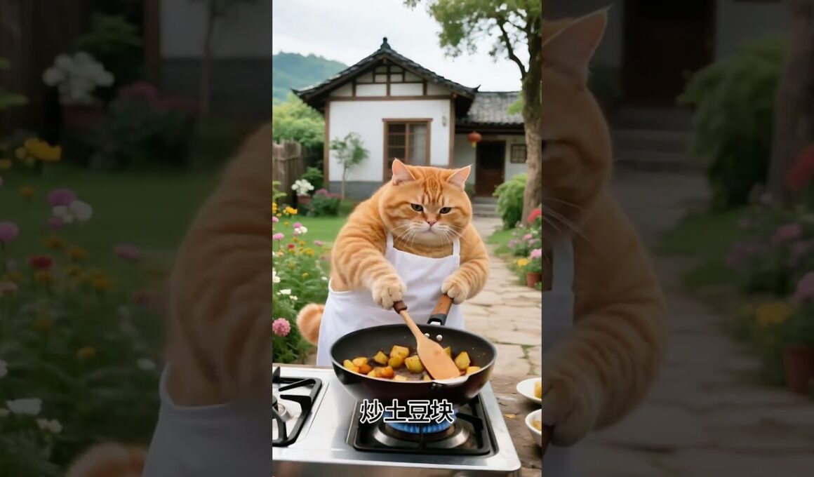 庭仕事をする猫！ガーデニングの達人