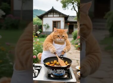 庭仕事をする猫！ガーデニングの達人