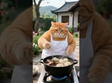 太った猫と小さな犬の友情