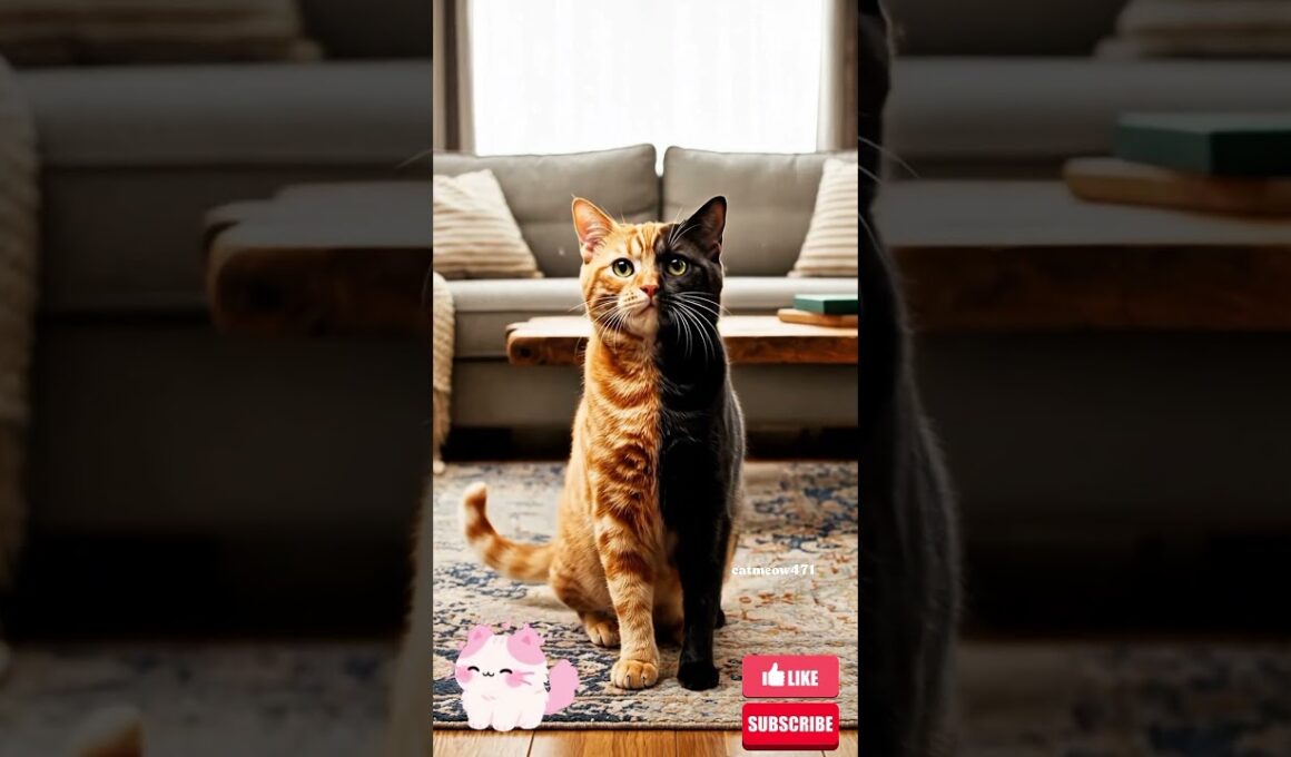 Manx Bombay Hybrid Cat – Stunning Half and Half Look 🧡💗🖤 #cat #hybrid #funnyvideo