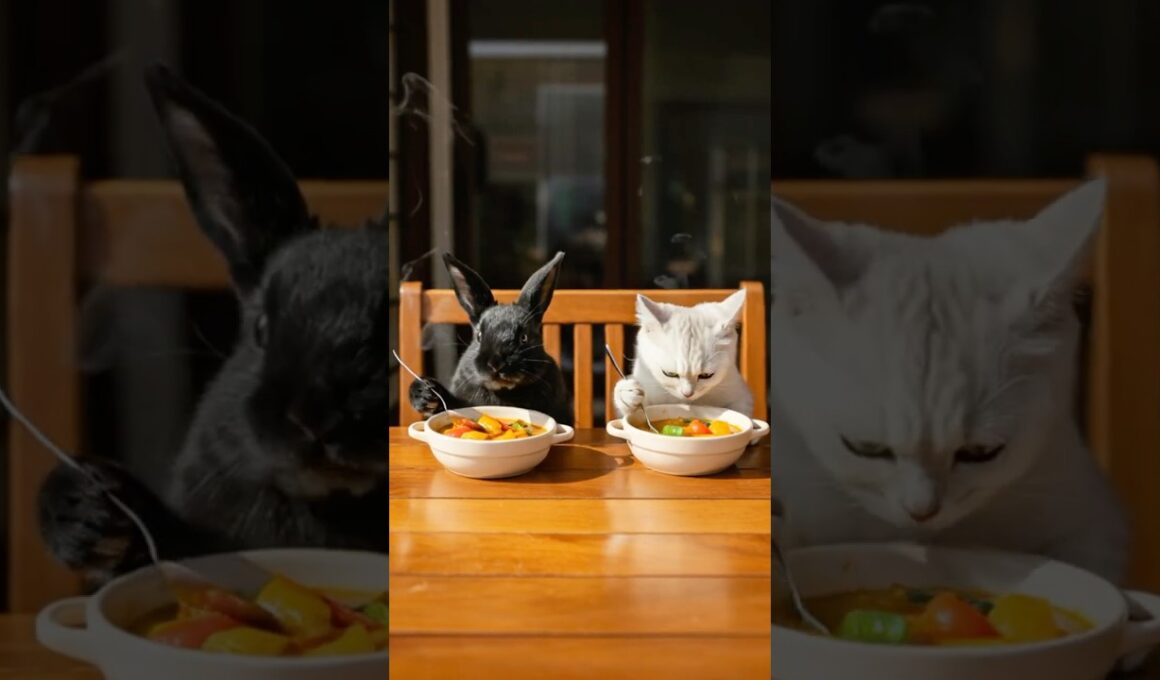 【40秒で心がほぐれる】子猫と作る北海道の絶品スープカレー #うさぎ #子猫 #asmr #猫 #猫動画