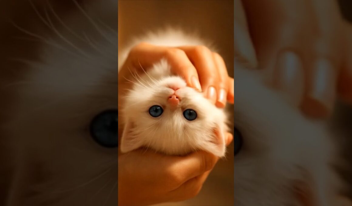 ✨ Angel Kitten Reveal 😍| Tiny White Fluffy Cat with Blue Eyes 🐾💙 #shorts
