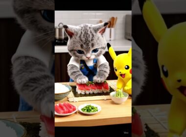 子猫ミカンとピカチュウ、わさび寿司で大爆笑 #猫 #かわいい #ねこ部