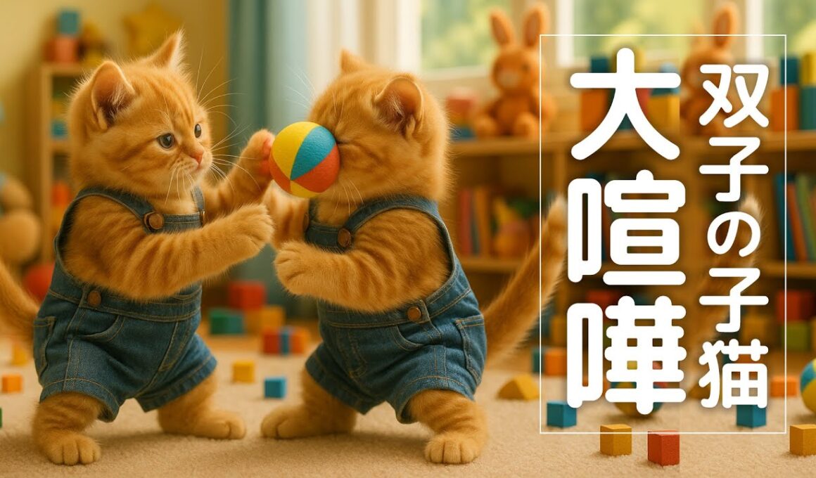 【AI】双子の子猫、はじめての大喧嘩