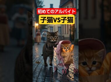 子猫が子猫の面倒をみる初めてのアルバイト
