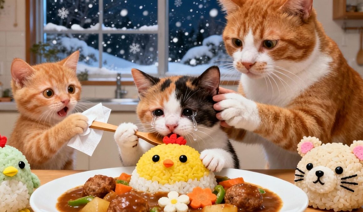 小猫ruby🐾猫ママと雪の夜に迷子の子猫を助け温かいカレーで癒す物語🍛❄️#cute #cat #funny #kitten #love #癒し#子猫 #社畜