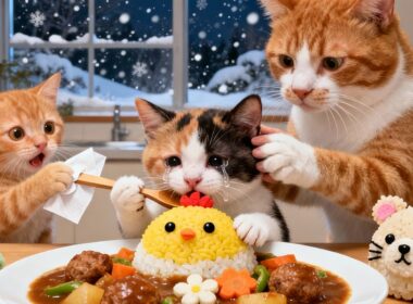 小猫ruby🐾猫ママと雪の夜に迷子の子猫を助け温かいカレーで癒す物語🍛❄️#cute #cat #funny #kitten #love #癒し#子猫 #社畜