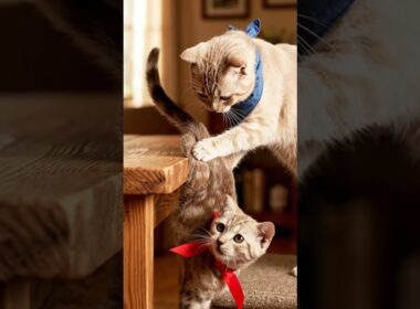 子猫の挑戦を親猫がサポート | Milk & Mocha