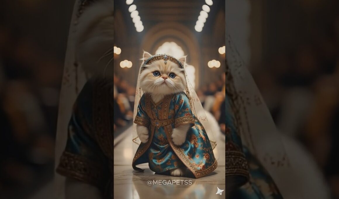 ペルシャ猫がペルシャの伝統衣装を着てファッションショーをしています #ai猫 #shorts #aicat #fashionstyle #kitten