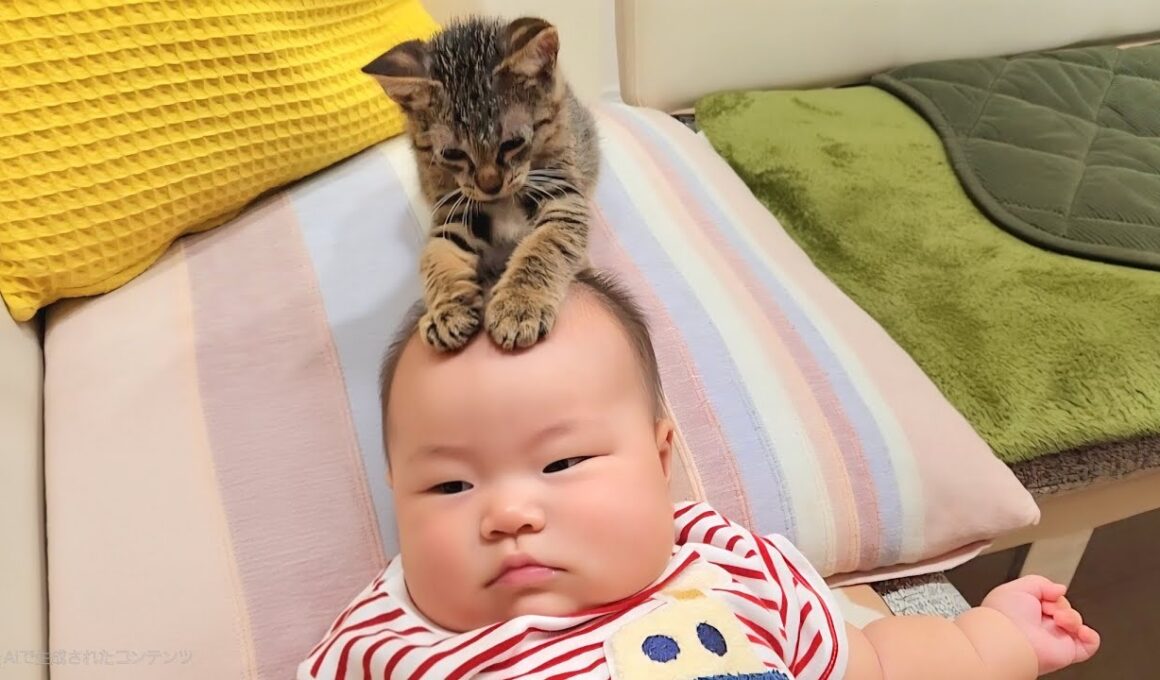 1歳児と子猫が仲良しすぎてこうなりました...。(笑)