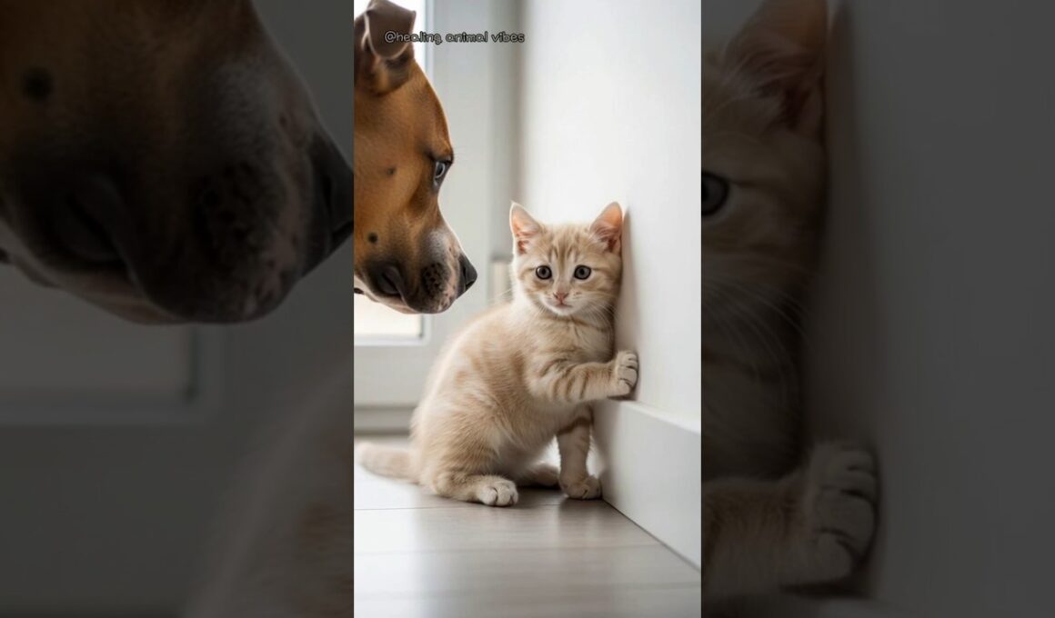 子猫を守る黒いヒーロー猫🐱🖤✨