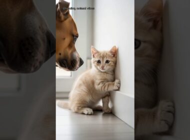 子猫を守る黒いヒーロー猫🐱🖤✨