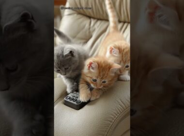 リクライナー操作を勉強中の子猫たち📖🐾