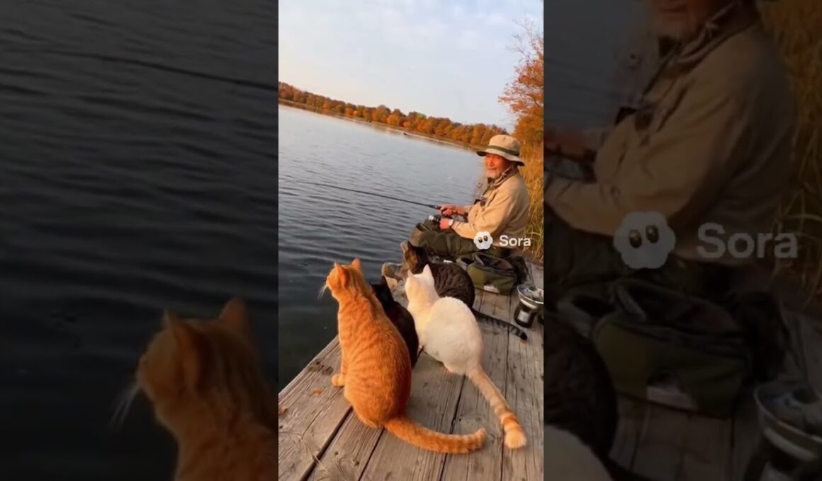 釣りをするおじさんと猫達/The Old Man Who Goes Fishing and the Cats