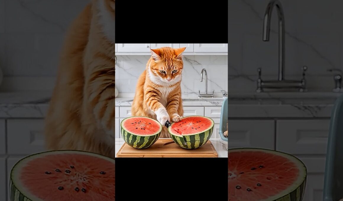Mom Cat Makes Watermelon Ice Cream for Her Kitten 🍉🐾 #shorts #kittendrama #emtionalstory