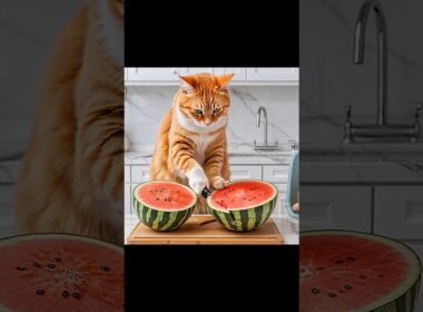 Mom Cat Makes Watermelon Ice Cream for Her Kitten 🍉🐾 #shorts #kittendrama #emtionalstory