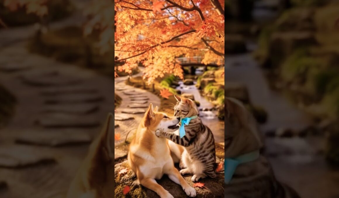 🌙【🐶#09】ベンガル猫ベル × 柴犬｜紅葉ライトアップの夜に