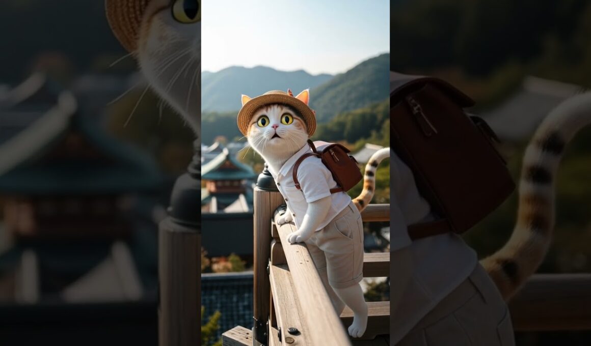 AI Cat Travels Japan 🐱 #1 Kyoto Prefecture 日本を旅するAI猫【Cute Adventures in Tokyo, Kyoto & Countryside 】