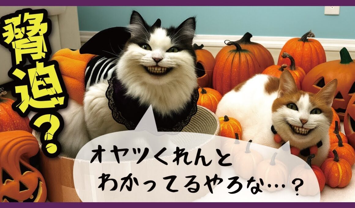 【極悪】とんでもないイタズラをすると脅迫してくる猫たち【ハロウィン】