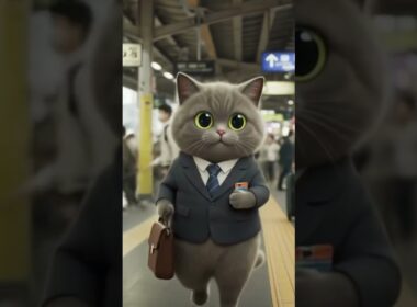 スーツ姿の猫サラリーマン 🐱💼🚉 日本で通勤中 #ショート動画 | Business Cat Commutes in Japan 🐱💼🚉 | Too Cute to Handle #shorts