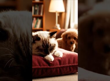 ビンタ炸裂！トイプードル vs スノーシュー猫、かわいさ爆発のいたずらバトル！