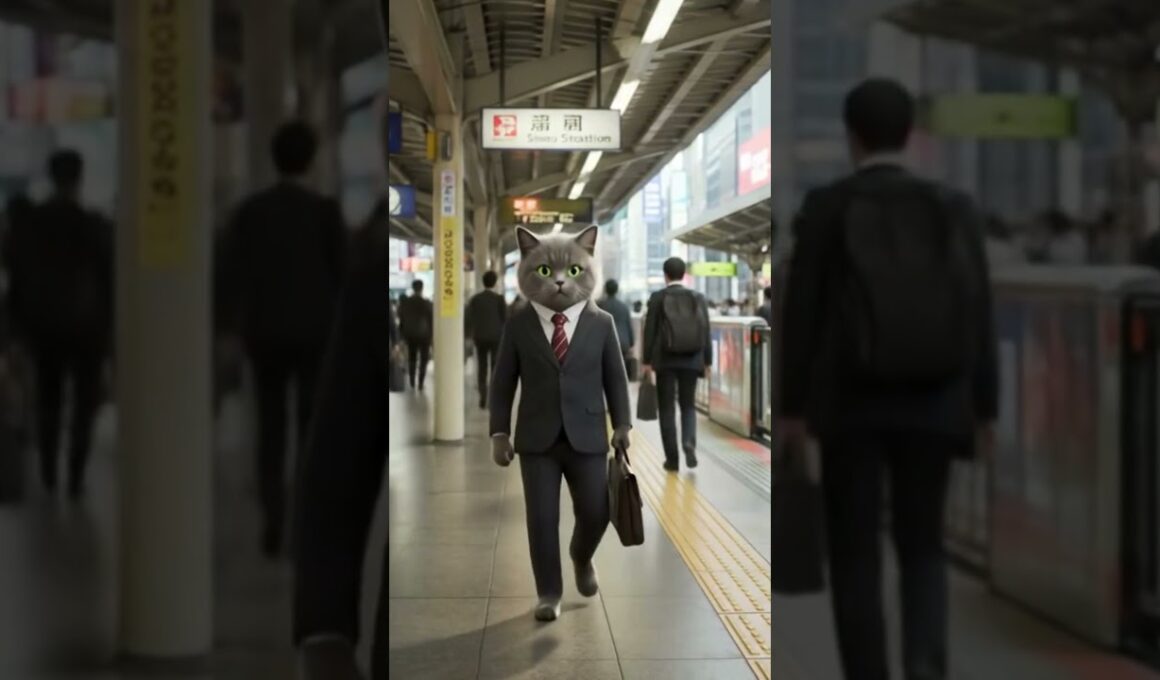 灰色猫のサラリーマン生活 🐱💼 | 日本の通勤アドベンチャー｜Gray Cat’s Office Life in Japan 🐱💼 | Morning Commute Adventure