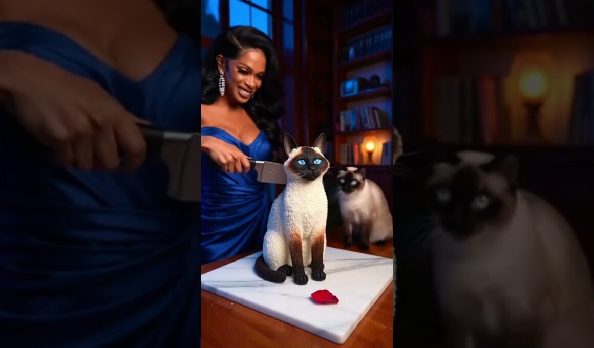 😱 シャム猫、飼い主の衝撃的な仕掛けに激怒！ケーキか?それとも猫!? 🐱💥 #ケーキ疑惑