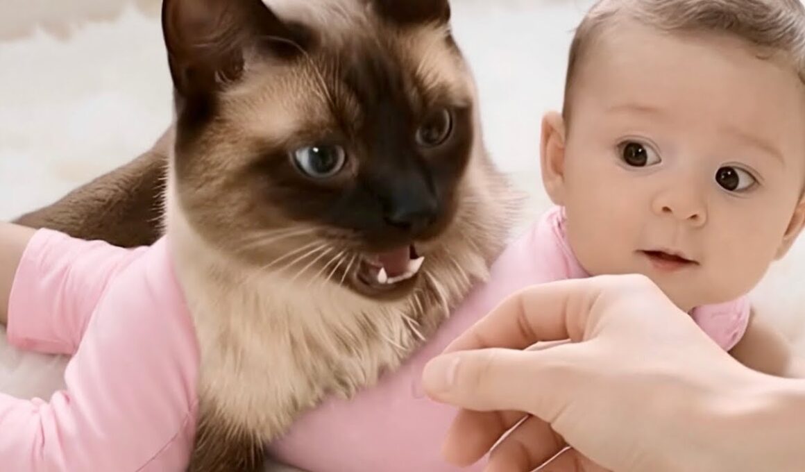 赤ちゃんを自分の子猫のように守るママ猫