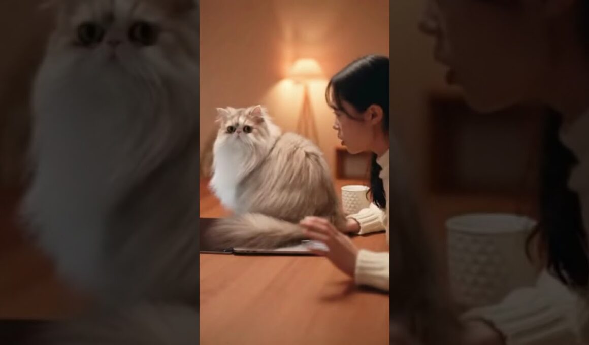 飼い主の仕事を邪魔する猫 #猫 #ねこ #癒し #cat #ペルシャ猫