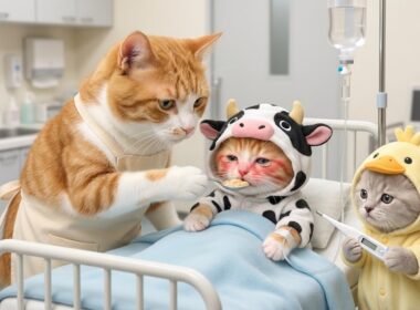 🐱🌧️🤒 大雨でびしょ濡れで下校した子猫が発熱し、家族みんなが心配に…💛🏥