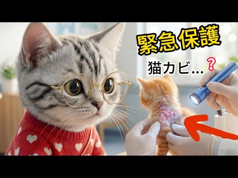 【保護猫Vlog】拾った子猫がお風呂を全力拒否💦 リスのマロンは平気なのに…皮膚病発覚で緊急通院🏥 | 初めての育児