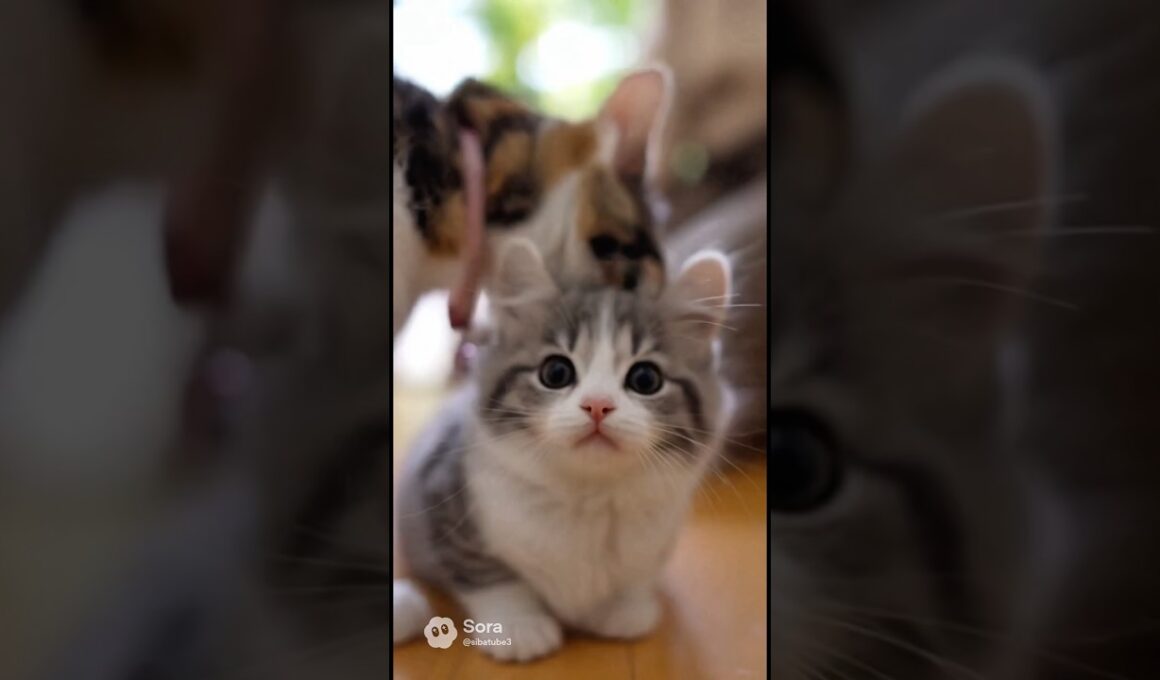 マメちゃんミケちゃんが、マンチカール(キンカロー)の子猫を連れて帰って来た🍀