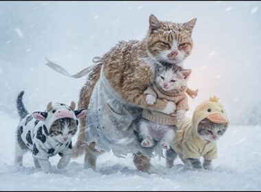 吹雪の夜に迷子の子猫を助けた猫の家族――心温まるお話 🐱❄️🤍
