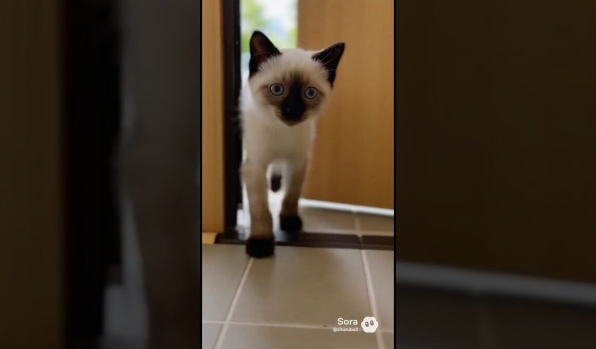 マメちゃんミケちゃんが、シャム猫の子猫を連れて行く帰って来た💕